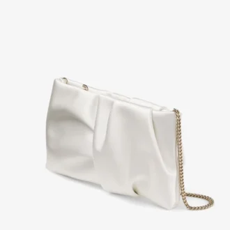 Bonny Clutch – Gență de mână din satin de culoare ivoriu