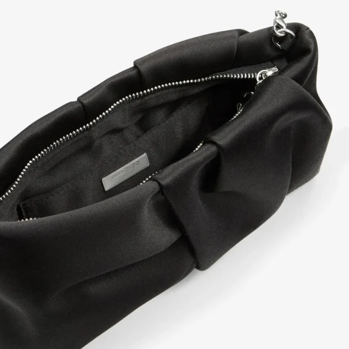 Bonny Clutch Gență de mână din satin negru