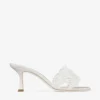 Cary Mule 70 Sandale mule din satin de culoare Ivory cu ornamente din perle