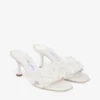 Cary Mule 70 Sandale mule din satin de culoare Ivory cu ornamente din perle