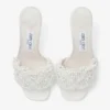Cary Mule 70 Sandale mule din satin de culoare Ivory cu ornamente din perle