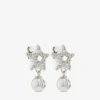 Cercei Crystal Star Cercei din metal cu finisaj argintiu, cu perle din rășină albă și cristale