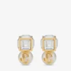Cercei Jc Pearl Cube Studs din metal auriu cu perle și cuburi de cristal Cercei Jc Pearl Cube Studs din metal auriu cu perle și cuburi de cristal