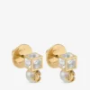 Cercei Jc Pearl Cube Studs din metal auriu cu perle și cuburi de cristal Cercei Jc Pearl Cube Studs din metal auriu cu perle și cuburi de cristal