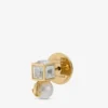Cercei Jc Pearl Cube Studs din metal auriu cu perle și cuburi de cristal Cercei Jc Pearl Cube Studs din metal auriu cu perle și cuburi de cristal