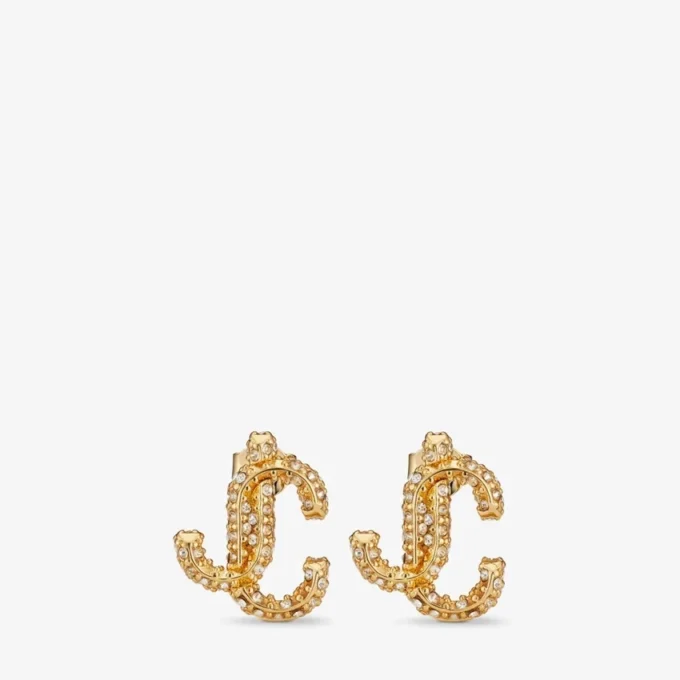 Cercei Jc Studs din metal cu finisaj auriu și cristale Swarovski