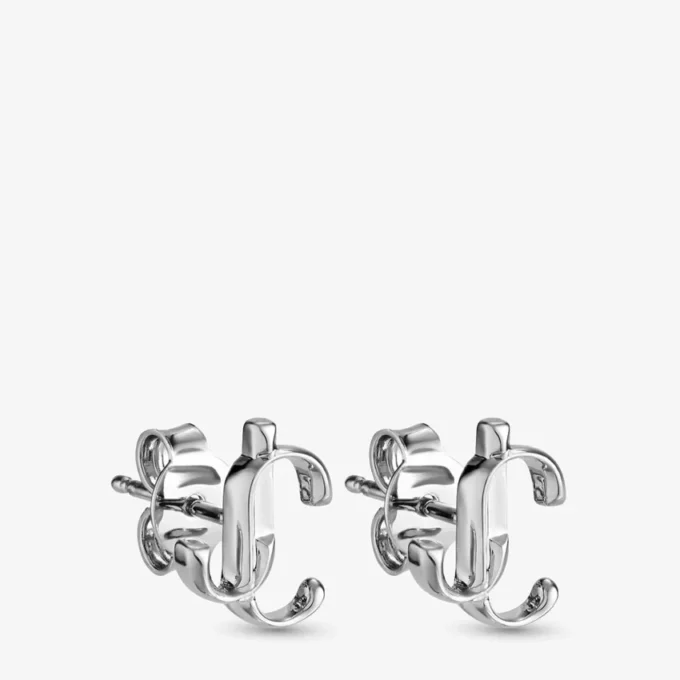 Cercei mini Jc din metal cu finisaj argintiu Cercei mini Jc Cercei mini Jc din metal cu finisaj argintiu Cercei mini Jc