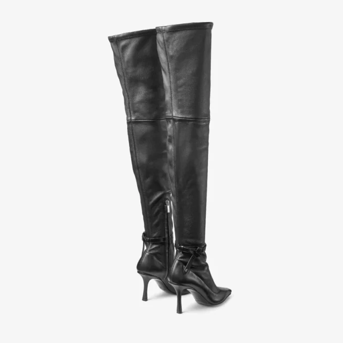 Cizme peste genunchi Camie din piele nappa elastică neagră și piele spazzolato Cizme peste genunchi Camie din piele nappa elastică neagră și piele spazzolato