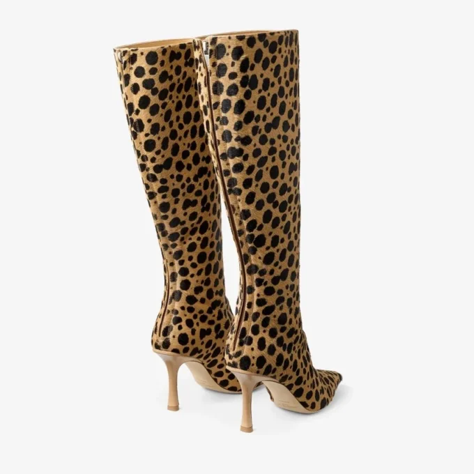 Cizme până la genunchi Gloria 85 Cizme până la genunchi din piele de ponei cu imprimeu natural de ghepard Cizme până la genunchi Gloria 85 Cizme până la genunchi din piele de ponei cu imprimeu natural de ghepard