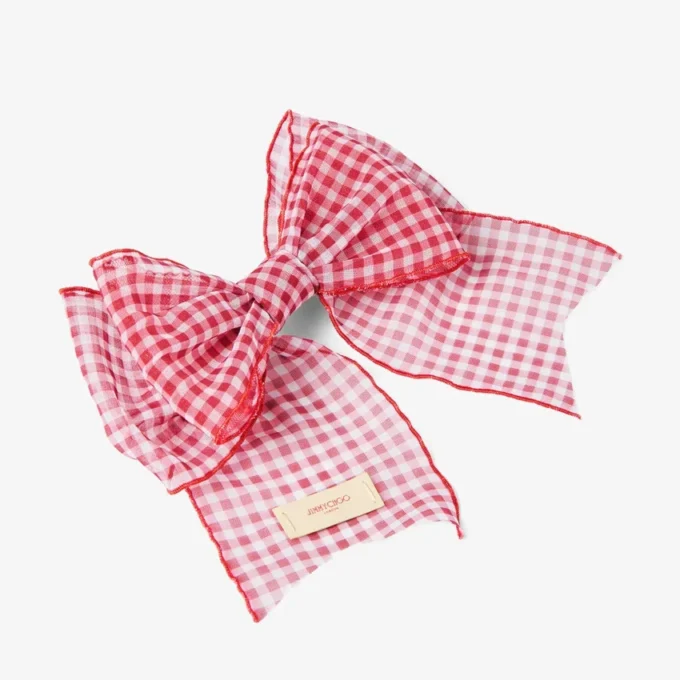 Clama de păr cu fundă Clama de păr cu fundă din organza mini-gingham în nuanțe de roșu rubiniu