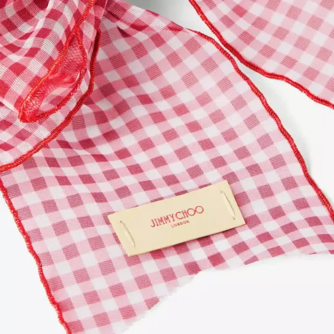 Clama de păr cu fundă Clama de păr cu fundă din organza mini-gingham în nuanțe de roșu rubiniu
