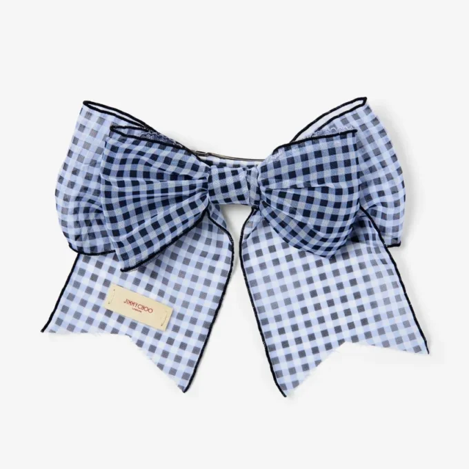Clemă de păr cu fundă Clemă de păr cu fundă din organza mini-gingham în culori marine
