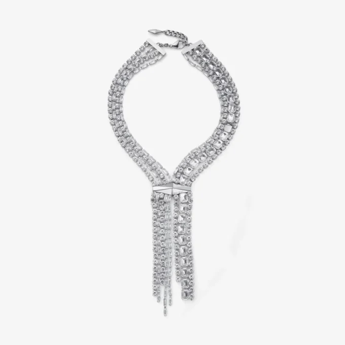 Colier Zandra Colier din cristal cu finisaj argintiu Colier Zandra Colier din cristal cu finisaj argintiu