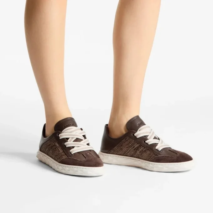 Diamond Light Flex F Adidași din piele mixată de culoare ciocolată și latte și rafie fină Diamond Light Flex F Adidași din piele mixată de culoare ciocolată și latte și rafie fină