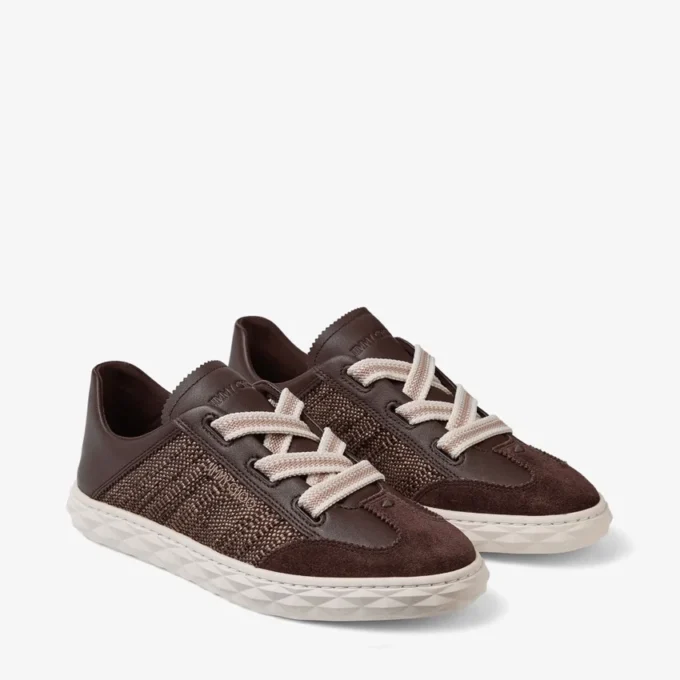 Diamond Light Flex F Adidași din piele mixată de culoare ciocolată și latte și rafie fină Diamond Light Flex F Adidași din piele mixată de culoare ciocolată și latte și rafie fină