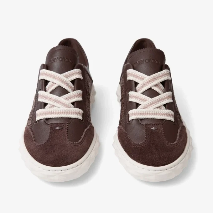 Diamond Light Flex F Adidași din piele mixată de culoare ciocolată și latte și rafie fină Diamond Light Flex F Adidași din piele mixată de culoare ciocolată și latte și rafie fină