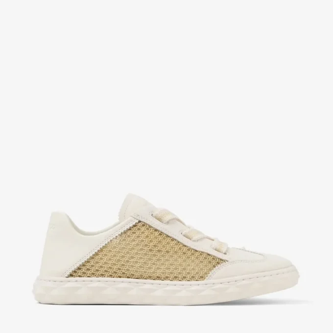 Diamond Light Flex F Adidași din piele mixtă aurie și latte și plasă țesută metalică Diamond Light Flex F Adidași din piele mixtă aurie și latte și plasă țesută metalică