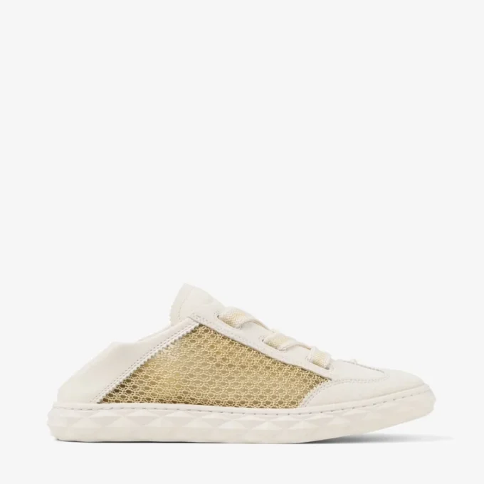 Diamond Light Flex F Adidași din piele mixtă aurie și latte și plasă țesută metalică Diamond Light Flex F Adidași din piele mixtă aurie și latte și plasă țesută metalică