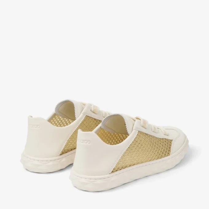 Diamond Light Flex F Adidași din piele mixtă aurie și latte și plasă țesută metalică Diamond Light Flex F Adidași din piele mixtă aurie și latte și plasă țesută metalică