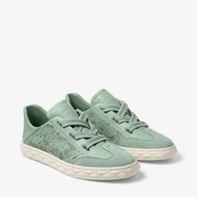 Diamond Light Flex F Adidași joși cu șireturi din piele verde mixtă și piele perforată Diamond Light Flex F Adidași joși cu șireturi din piele verde mixtă și piele perforată