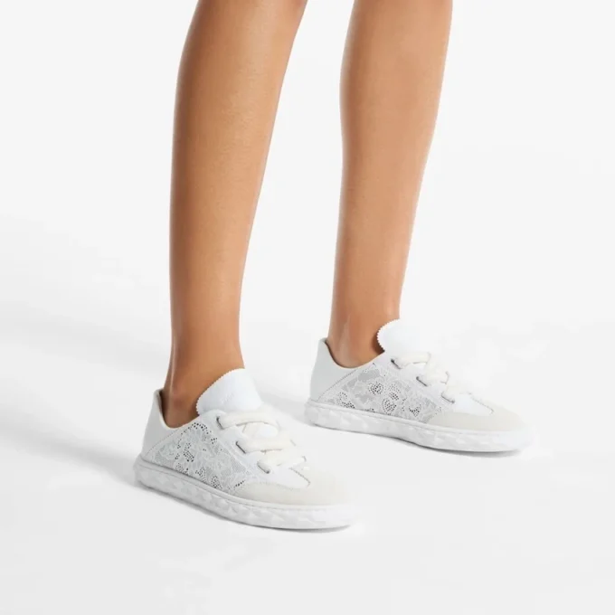 Diamond Light Flex F Adidași joși din piele albă mixtă și piele perforată cu șireturi Diamond Light Flex F Adidași joși din piele albă mixtă și piele perforată cu șireturi
