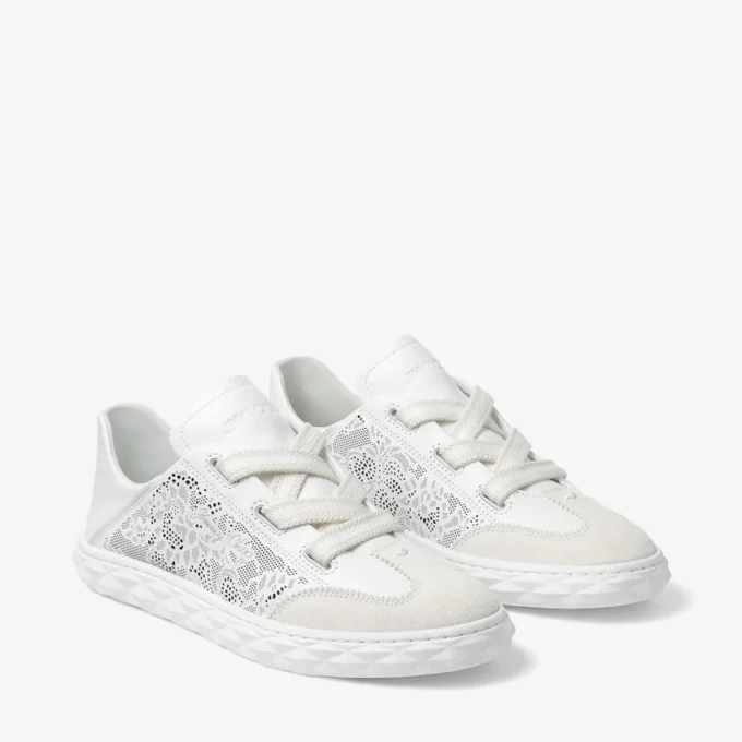 Diamond Light Flex F Adidași joși din piele albă mixtă și piele perforată cu șireturi Diamond Light Flex F Adidași joși din piele albă mixtă și piele perforată cu șireturi