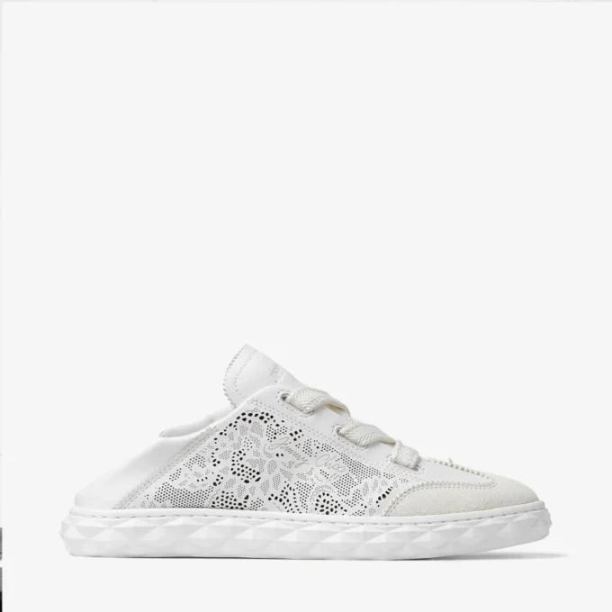 Diamond Light Flex F Adidași joși din piele albă mixtă și piele perforată cu șireturi Diamond Light Flex F Adidași joși din piele albă mixtă și piele perforată cu șireturi
