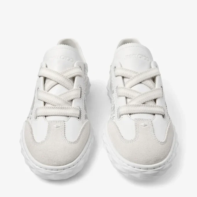 Diamond Light Flex F Adidași joși din piele albă mixtă și piele perforată cu șireturi Diamond Light Flex F Adidași joși din piele albă mixtă și piele perforată cu șireturi
