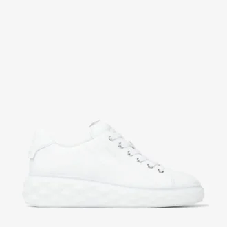 Diamond Light Maxi F Adidași albi din piele Nappa cu talpă joasă și platformă