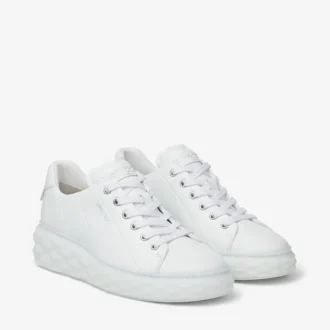 Diamond Light Maxi F Adidași albi din piele Nappa cu talpă joasă și platformă