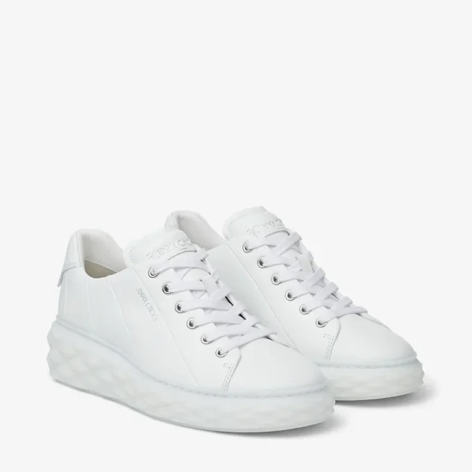 Diamond Light Maxi F Adidași albi din piele Nappa cu talpă joasă și platformă Diamond Light Maxi F Adidași albi din piele Nappa cu talpă joasă și platformă