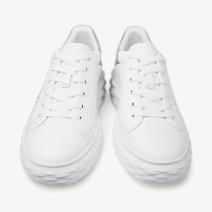 Diamond Maxi F Ii Adidași din piele Nappa albă și argintie cu sclipici Diamond Maxi F Ii Adidași din piele Nappa albă și argintie cu sclipici
