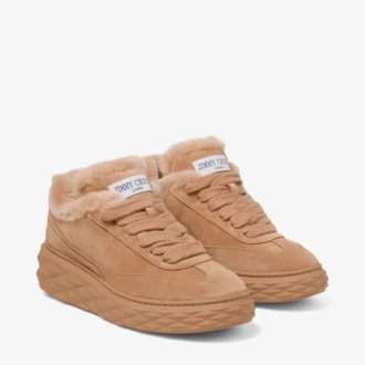 Diamond Maxi Retro F Adidași joși din piele de căprioară velurată de culoare caramel, cu garnitură din piele de oaie