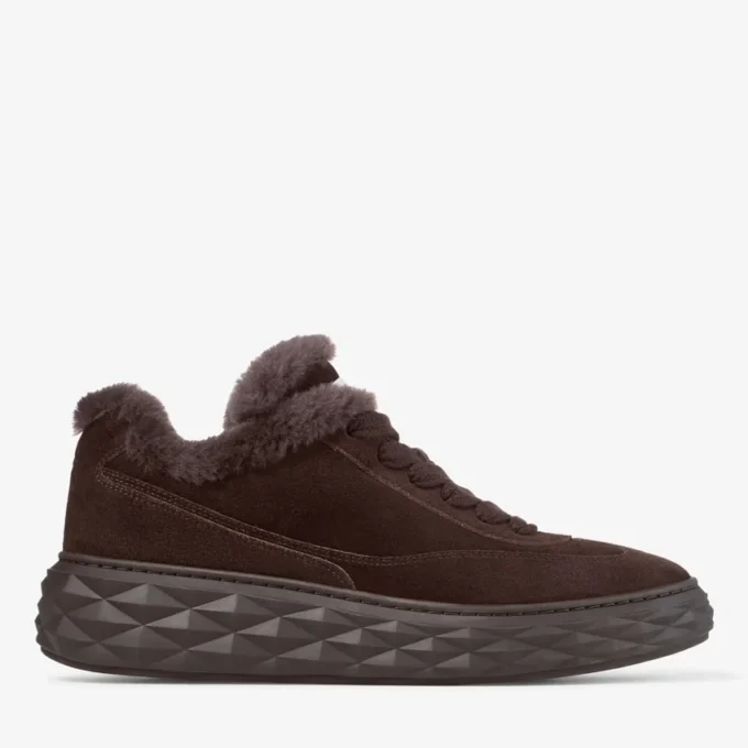 Diamond Maxi Retro M Adidași joși din piele de căprioară catifelată de culoare ciocolată, cu garnitură din piele de oaie