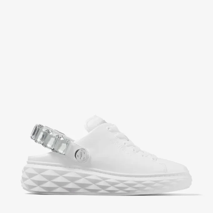 Diamond Sling Pantofi sport din piele nappa albă cu curea cu cristale Diamond Sling Pantofi sport din piele nappa albă cu curea cu cristale