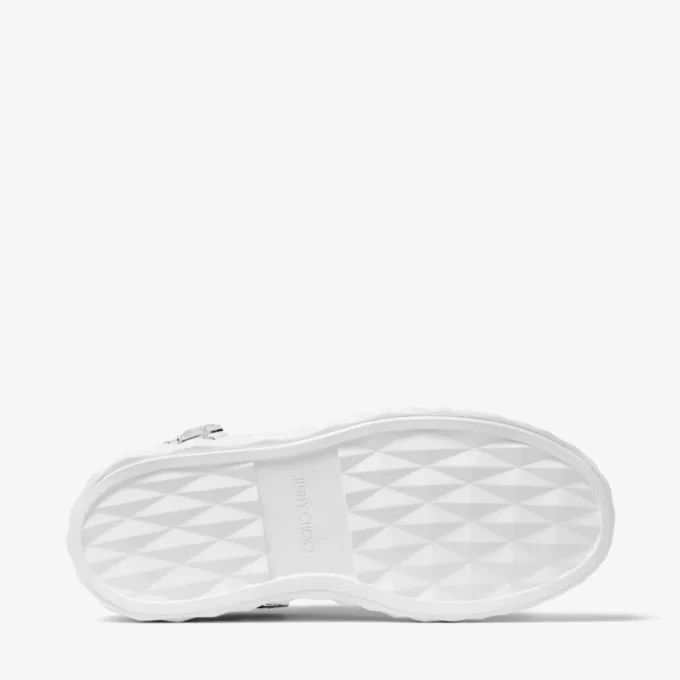 Diamond Sling Pantofi sport din piele nappa albă cu curea cu cristale Diamond Sling Pantofi sport din piele nappa albă cu curea cu cristale