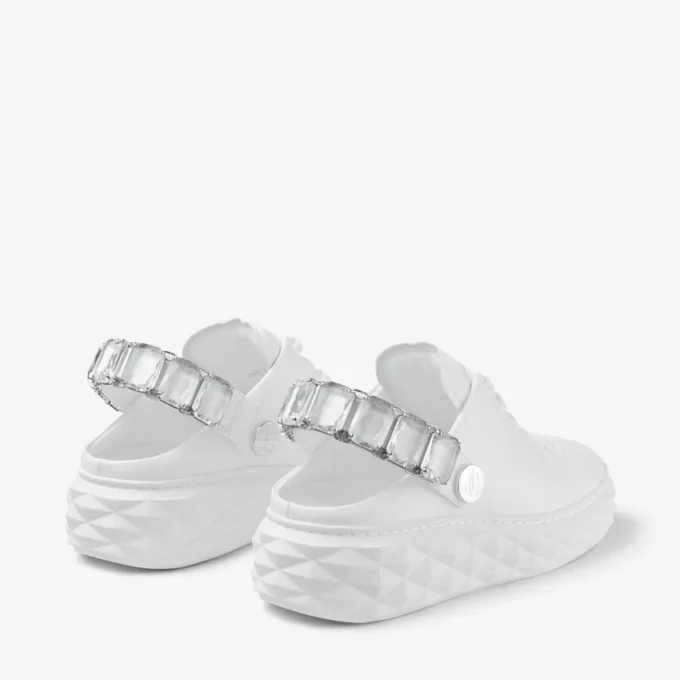 Diamond Sling Pantofi sport din piele nappa albă cu curea cu cristale Diamond Sling Pantofi sport din piele nappa albă cu curea cu cristale