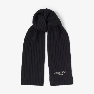 Eșarfă tricotată Yukiko din lână Cashwool neagră