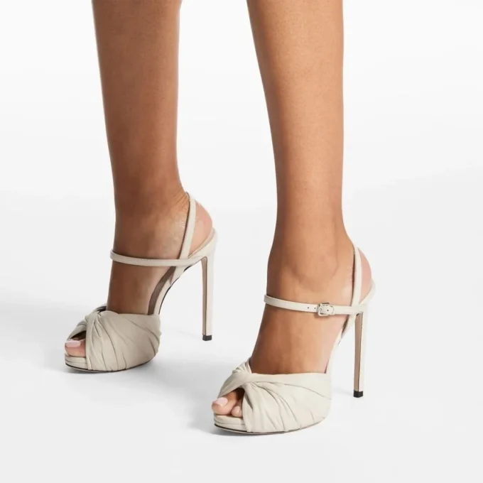 Elly 120 Latte Sandale din piele moale și piele Nappa lucioasă Elly 120 Latte Sandale din piele moale și piele Nappa lucioasă
