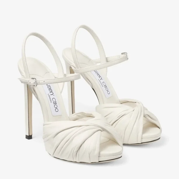 Elly 120 Latte Sandale din piele moale și piele Nappa lucioasă Elly 120 Latte Sandale din piele moale și piele Nappa lucioasă