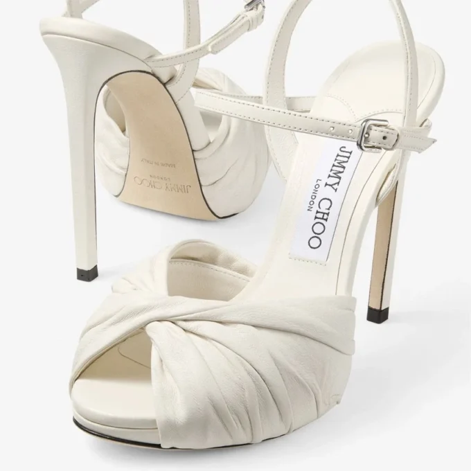Elly 120 Latte Sandale din piele moale și piele Nappa lucioasă Elly 120 Latte Sandale din piele moale și piele Nappa lucioasă