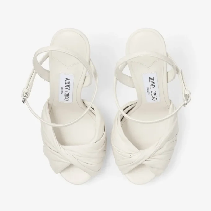 Elly 120 Latte Sandale din piele moale și piele Nappa lucioasă Elly 120 Latte Sandale din piele moale și piele Nappa lucioasă