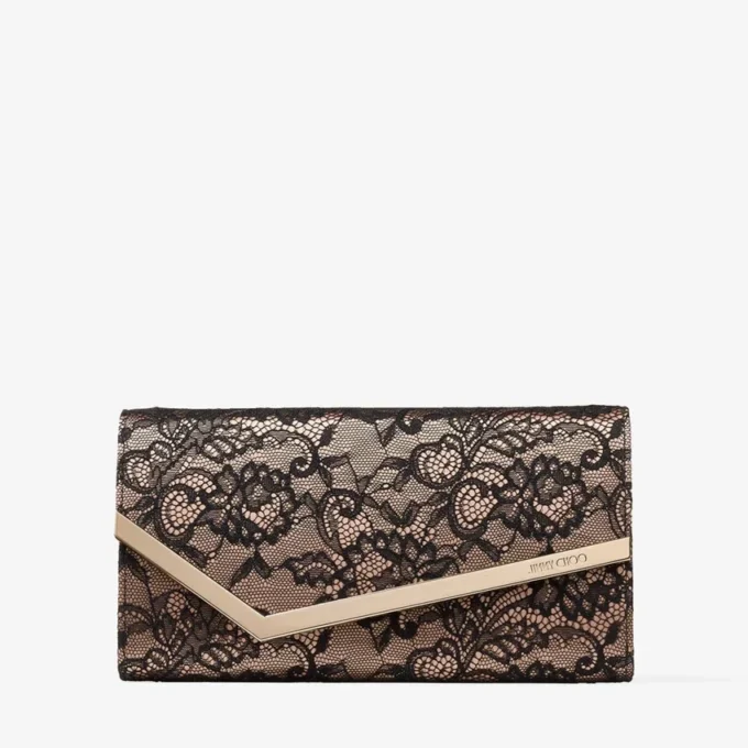 Emmie Negru și roz balet jimmy choo Geantă de mână din dantelă