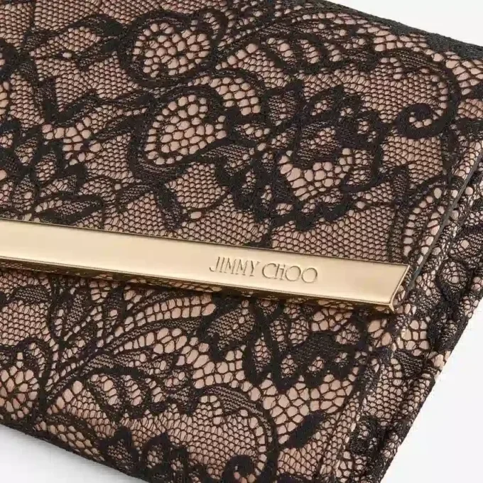 Emmie Negru și roz balet jimmy choo Geantă de mână din dantelă