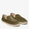 Espadrile cu șireturi Vine din piele de căprioară catifelată gravată, de culoare verde mușchi