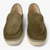 Espadrile cu șireturi Vine din piele de căprioară catifelată gravată, de culoare verde mușchi