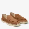 Espadrile din piele de căprioară cu velur gravat, cu șireturi și model de viță de vie