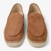 Espadrile din piele de căprioară cu velur gravat, cu șireturi și model de viță de vie
