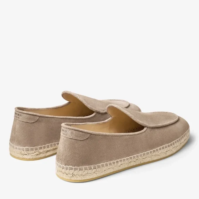 Espadrile Shenton din piele de căprioară catifelată, culoare piatră
