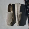 Espadrile Shenton din piele de căprioară catifelată, culoare piatră